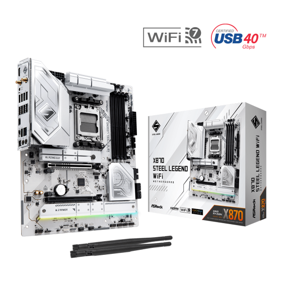 ASRock X870 Steel Legend WIFI AM5 AMD Base Motherboard ASRock X870 Steel Legend WIFI AM5 AMD Base Motherboard