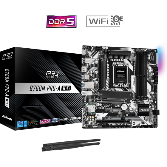 ASRock B760M Pro A WIFI LGA 1700 Intel Base Motherboard ASRock B760M Pro A WIFI LGA 1700 Intel Base Motherboard