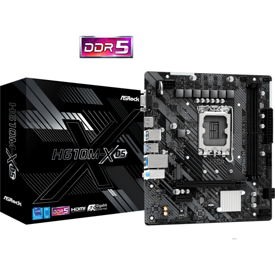 ASRock H610M-X D5 LGA 1700 Intel Base Motherboard ASRock H610M-X D5 LGA 1700 Intel Base Motherboard