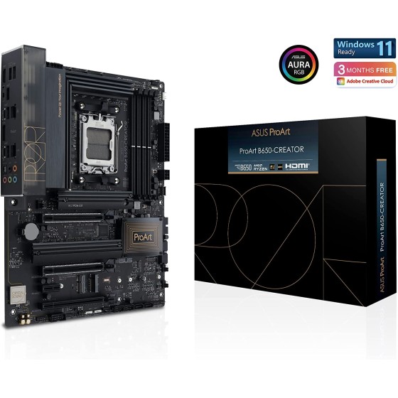 Asus ProArt B650 Creator is an advanced motherboard designed for intensive content-creation workloads like virtual production, 3D rendering and 4K/8K video editing. It unleashes the performance of AMD Ryzen™ 7000 Series processors through robust power del