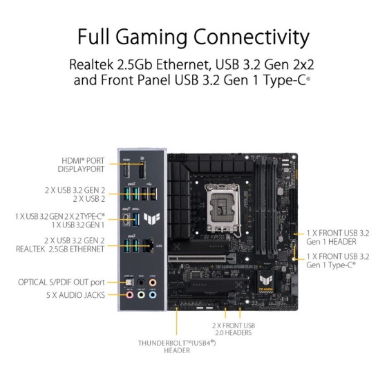 ASUS TUF GAMING B760M-PLUS D4 LGA 1700 mATX DDR4 Motherboard