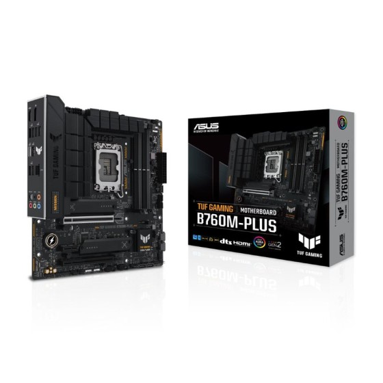 Asus TUF GAMING B760M-PLUS LGA 1700 ATX Motherboard with 12+1 Power Stages,DDR5, PCIe 5.0 SafeSlot, 3 PCIe 4.0 M.2, WiFi 6E, USB 3.2x2 Type-C