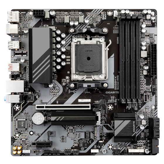 Gigabyte B650M K rev. 1.0 AMD Base Motherboard with AMD Socket AM5, support for: AMD Ryzen™ 7000 Series Processors,Ram 4 x DDR5 DIMM 6400(OC),1 x M.2 connector and Intel®2.5GbE LAN chip