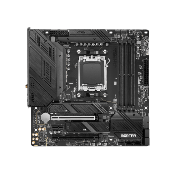 MSI MAG B650M MORTAR WIFI Motherboard MATX - Supports AMD Ryzen™ 7000 Series Desktop Processors,Socket AM5,Memory Boost Upto 192GB(DDR5-6000MHz/OC), 1 x PCIe 5.0 x16, 4 x M.2 Gen4/ x4 and Wi-Fi 6E