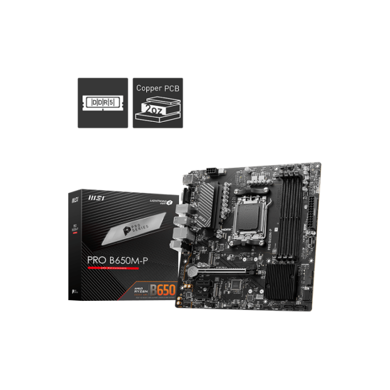 MSI Pro B650M-P Motherboard Supports AMD Ryzen™ 7000 Series Desktop Processors,Support DDR5 Memory, Dual Channel DDR5 6000+MHz,Lightning Fast Game experience with PCIe 4.0 slot