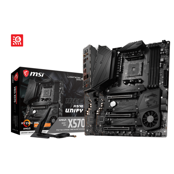 Msi X570 Unify Motherboard support AMD processor soket type AM4,Dual channel Dimm Slots 4 max memorry 128GB,SATAIII-3,M.2 Slots x 3