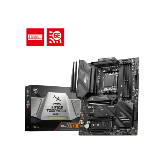 Msi MAG X670E Tomahawk WiFi Motherboard Supports AMD Ryzen™ 7000 Series Desktop Processors AM5 Socket,4x DDR5, Maximum Memory Capacity 192GB DDR5 6000+(OC),3x PCI-E x16 slot,4x M.2 PCIe 5.0 x4,2.5Gbps LAN and Wi-Fi 6E