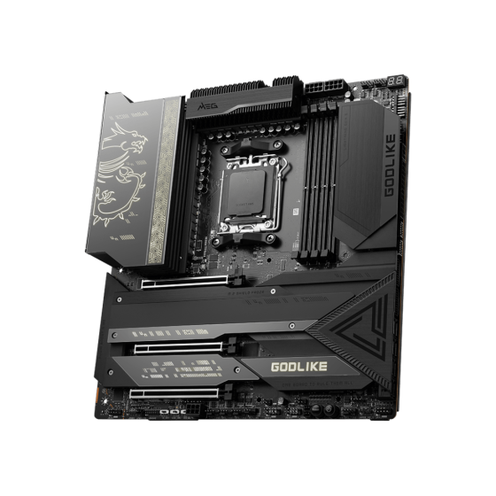 MSI MEG X670E GODLIKE Motherboard MATX - Supports AMD Ryzen™ 7000 Series Desktop Processors,Socket AM5,Memory Boost Upto 128GB(DDR5-6666MHz/OC), 1 x PCIe 5.0 x16, 4 x M.2 Gen5/ x4 and Wi-Fi 6E