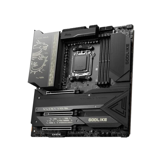 MSI MEG X670E GODLIKE Motherboard MATX - Supports AMD Ryzen™ 7000 Series Desktop Processors,Socket AM5,Memory Boost Upto 128GB(DDR5-6666MHz/OC), 1 x PCIe 5.0 x16, 4 x M.2 Gen5/ x4 and Wi-Fi 6E MSI MEG X670E GODLIKE Motherboard MATX - Supports AMD Ryzen™ 7000 Series Desktop Processors,Socket AM5,Memory Boost Upto 128GB(DDR5-6666MHz/OC), 1 x PCIe 5.0 x16, 4 x M.2 Gen5/ x4 and Wi-Fi 6E