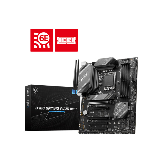 Msi B760 Gaming Plus WIFI Motherboard Supports 12th/13th Gen Intel® Core™ Processors,Pentium® Gold and Celeron® Processors LGA 1700,4x DDR5, Maximum Memory Capacity 192GB 6800+(OC),5x PCI-E x16 slot,2x M.2 PCIe 4.0 x4,2.5G LAN with Wi-Fi 6E