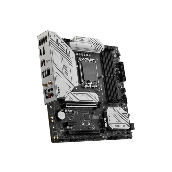MSI MAG B760M Mortar WIFI Motherboard Supports 12th/13th Gen Intel® Core™ Processors, Pentium® Gold and Celeron® Processors LGA1700,4 Dimm Slots DDR5 upto 192GB 7000+(OC),2x PCI-E x16 slot,2x M.2 PCIe 4.0 x4 with Wi-Fi 6E MSI MAG B760M Mortar WIFI Motherboard Supports 12th/13th Gen Intel® Core™ Processors, Pentium® Gold and Celeron® Processors LGA1700,4 Dimm Slots DDR5 upto 192GB 7000+(OC),2x PCI-E x16 slot,2x M.2 PCIe 4.0 x4 with Wi-Fi 6E