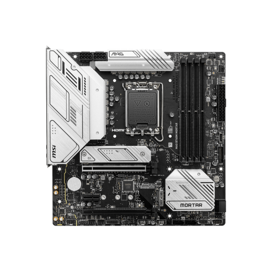 Msi MAG B760M Mortar Motherboard with Supports 12th/ 13th Gen Intel,DDR5 Memory, up to 7000+(OC) MHz,12+1+1 Duet Rail Power System,and PCIe 5.0 slot, Lightning Gen 4 x4 M.2, USB 3.2 Gen 2x2