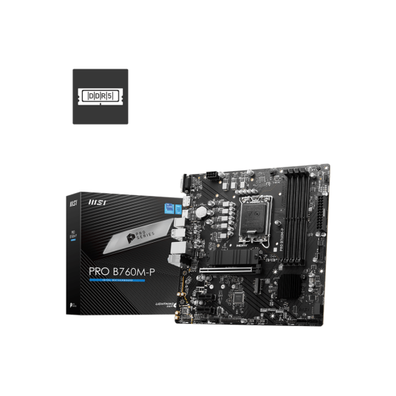 MSI Pro B760M-P Motherboard supports 12th/13th Gen Intel® Core™ Processors for LGA 1700 soket,Support DDR5 Memory, Dual Channel DDR5 6800+MHz,Lightning Fast Game experience with PCIe 4.0 slot