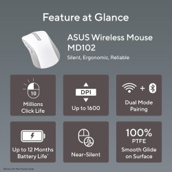 ASUS MD102 Wireless Mouse White ASUS MD102 Wireless Mouse White