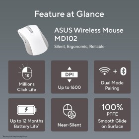 ASUS MD102 Wireless Mouse White ASUS MD102 Wireless Mouse White