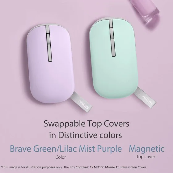 ASUS Marshmallow MD100 Lilac Mist Purple/Brave Green Wireless Mouse ASUS Marshmallow MD100 Lilac Mist Purple/Brave Green Wireless Mouse