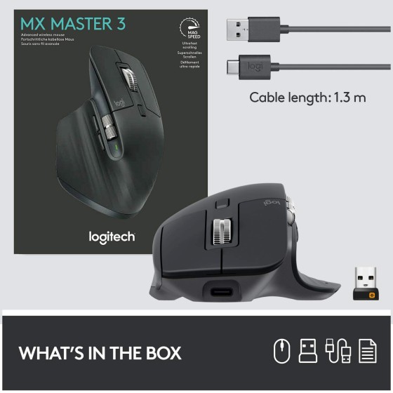 Logitech MX Master 3 Wireless Mouse Dark Grey
