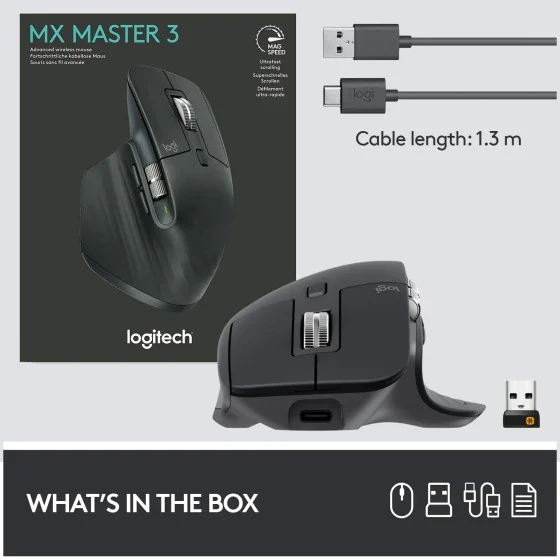 Logitech MX Master 3 Wireless Mouse Dark Grey Logitech MX Master 3 Wireless Mouse Dark Grey