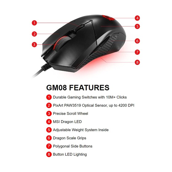 MSI Clutch GM08 Gaming Mouse