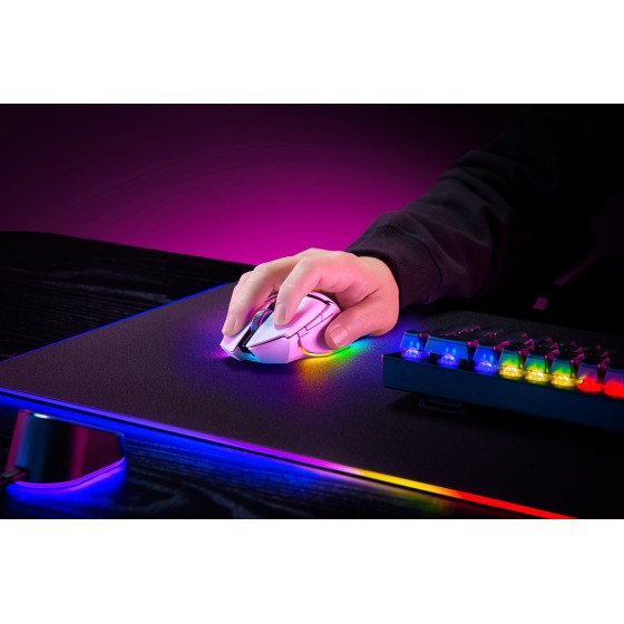 Razer Basilisk V3 Pro Wireless RGB Gaming Mouse White with Optical Sensor,30000 DPI and HyperScroll Tilt Wheel