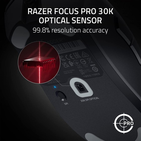 Razer DeathAdder V3 Gaming Mouse (Black) with Ultra-lightweight Design and Optical Sensor