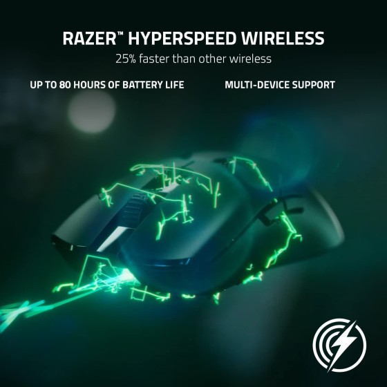 Razer Viper V2 Pro Wireless Gaming Mouse (Black) with True 30,000 DPI Optical Sensor,90-million Clicks and comes with Wireless USB dongle + USB dongle adapter
