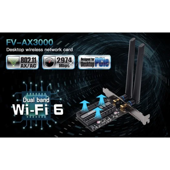 FENVI FV-AX3000S WIFI 6 PCIE WiFi Network Adapter Card FENVI FV-AX3000S WIFI 6 PCIE WiFi Network Adapter Card
