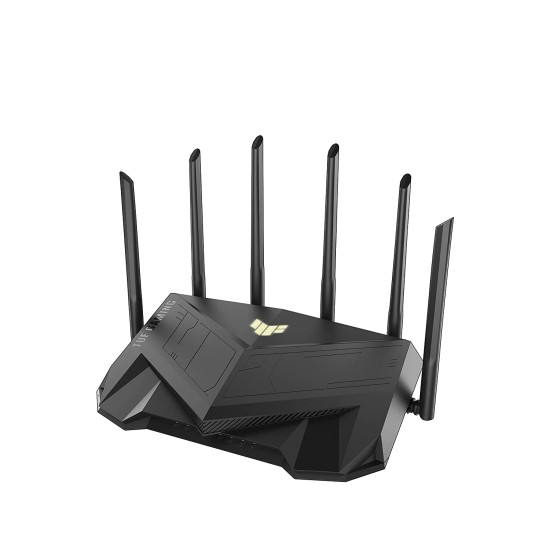 ASUS TUF Gaming AX5400 Dual Band WiFi 6 Gaming Router with dedicated Gaming Port, 3 steps port forwarding, AiMesh for mesh WiFi, AiProtection Pro network security and AURA RGB lighting