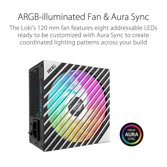 ASUS ROG LOKI 1000P SFX-L Gaming 80 Plus Platinum ATX 3.0 Compatible Power Supply Units with Axial-Tech Cooling, PCIe Gen 5.0 Ready and ARGB-Illuminated Fan & Aura Sync ASUS ROG LOKI 1000P SFX-L Gaming 80 Plus Platinum ATX 3.0 Compatible Power Supply Units with Axial-Tech Cooling, PCIe Gen 5.0 Ready and ARGB-Illuminated Fan & Aura Sync