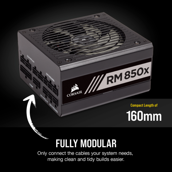Corsair RM850x Fully Modular 850 Watt 80 PLUS Gold Certified Digital ATX Power Supply Unit