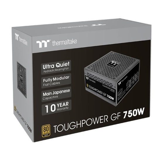 Thermaltake Toughpower GF 750W 80 Plus Gold SMPS All Flat Cables, Black