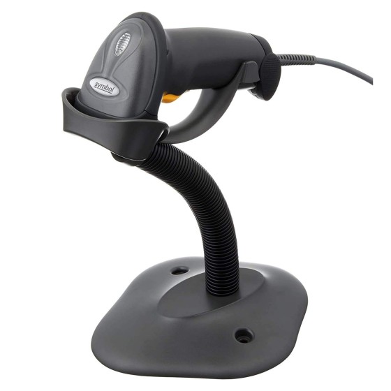 Zebra LS2208-SR20007R-Y 1D Handheld Barcode Scanner Wired Optical Laser Black Corded Reader Imager with Stand and USB Cord |Zebra LS2208-SR20007R-Y 