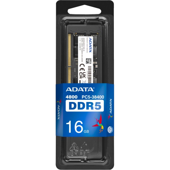 ADATA 16GB DDR5 4800MHz CL40 SO-DIMM Laptop Memory (AD5S480016G-S)