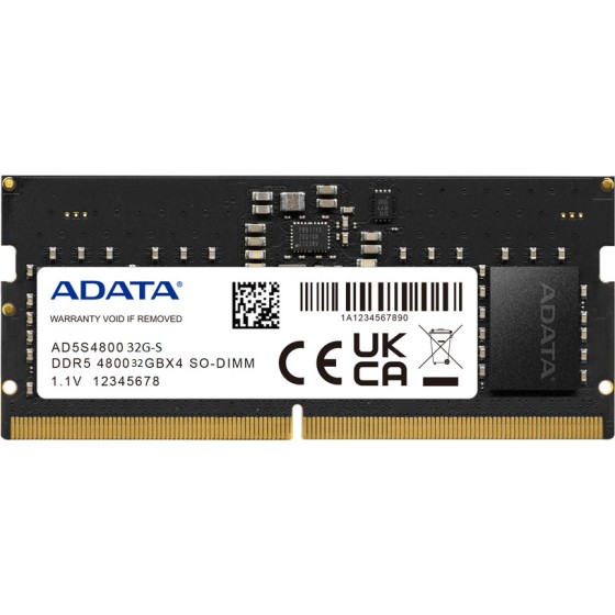 ADATA 32GB DDR5 4800MHz CL40 SO-DIMM Laptop Memory (AD5S480032G-S)