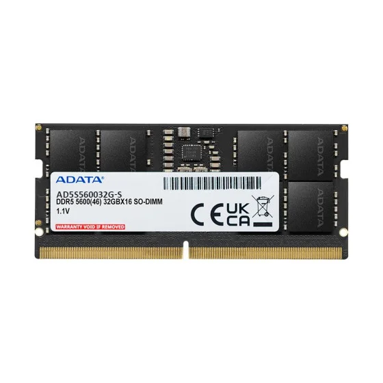 ADATA 32GB DDR5 5600Mhz SO-DIMM Laptop Memory (AD5S560032G-S) ADATA 32GB DDR5 5600Mhz SO-DIMM Laptop Memory Module