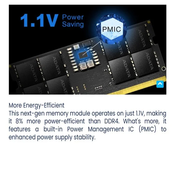 ADATA 32GB DDR5 5600Mhz SO-DIMM Laptop Memory (AD5S560032G-S) ADATA 32GB DDR5 5600Mhz SO-DIMM Laptop Memory Module