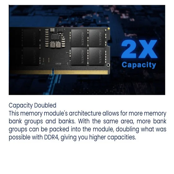 ADATA 32GB DDR5 5600Mhz SO-DIMM Laptop Memory (AD5S560032G-S) ADATA 32GB DDR5 5600Mhz SO-DIMM Laptop Memory Module