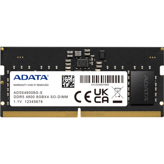 ADATA 8GB DDR5 4800MHz CL40 SO-DIMM Laptop Memory (AD5S48008G-S)
