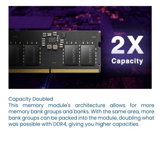 ADATA 16GB (8GBx2) DDR5 4800Mhz SO-DIMM Laptop Memory ADATA 16GB (8GBx2) DDR5 4800Mhz SO-DIMM Laptop Memory