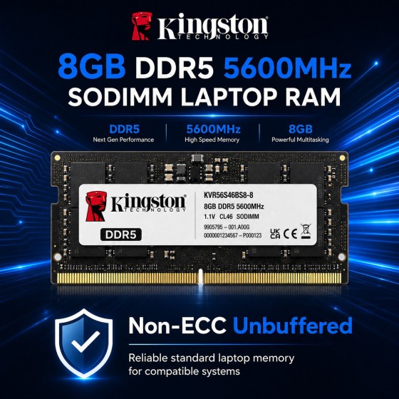 Kingston 8GB DDR5 5600MHz SODIMM Laptop RAM KVR56S46BS6-8