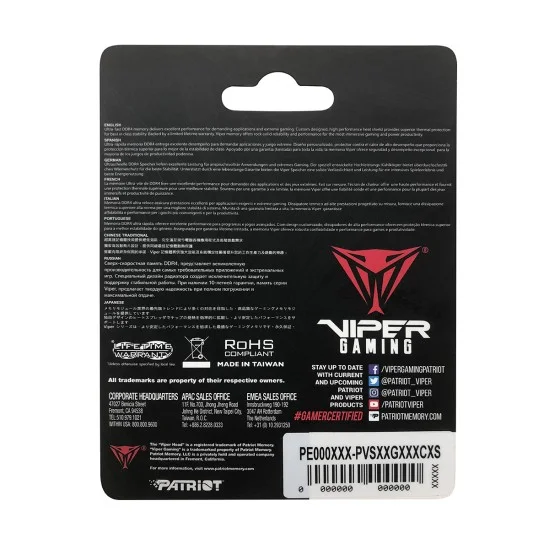 Patriot Viper Steel DDR4 8GB (1 x 8GB) 3000MHz CL18 SODIMM Grey Patriot Viper Steel DDR4 8GB (1 x 8GB) 3000MHz CL18 SODIMM Grey