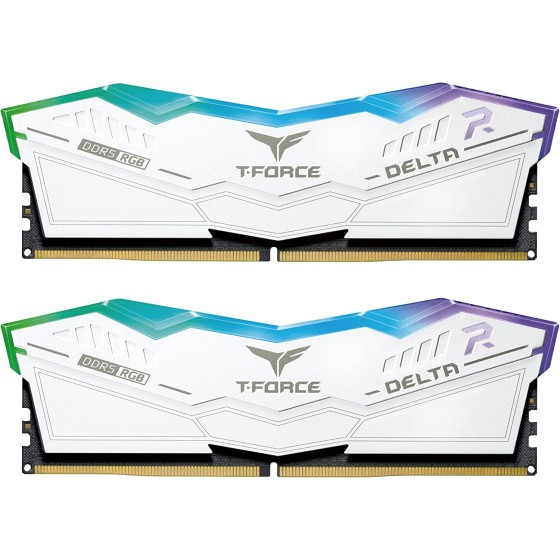 TEAMGROUP T-Force Delta RGB DDR5 Ram 32GB Kit (2x16GB) 5200MHz (PC5-51200) CL40 Desktop Memory Module Ram (White) for 600 Series Chipset