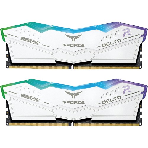 TEAMGROUP T-Force Delta RGB DDR5 Ram 32GB Kit (2x16GB) 6000MHz (PC5-41600) CL38 Desktop Memory Module Ram (White) for 600 Series Chipset