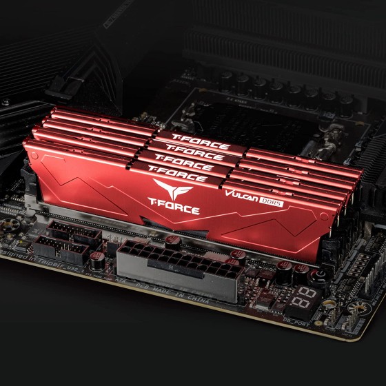 TEAMGROUP T-Force Vulcan DDR5 Ram 32GB Kit (2x16GB) 5200MHz (PC5-41600) CL40 Desktop Memory Module Ram (Red) for 600 Series Chipset - FLRD532G5200HC40CDC01