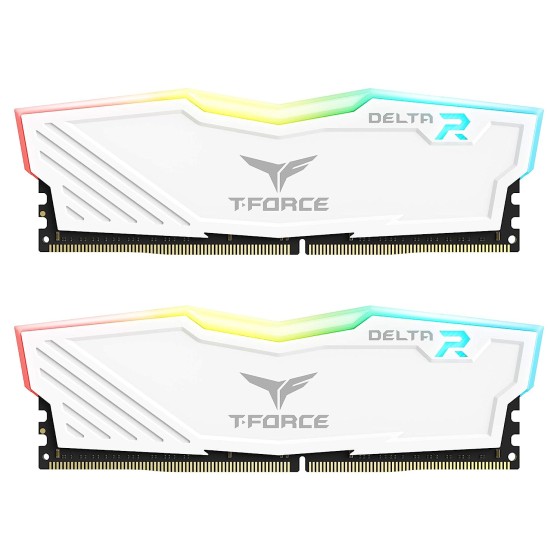 Teamgroup Delta RGB 16GB (8GBx2) DDR4 Ram White Upto 3600MHz Gaming Memory with One-Click Overclocking