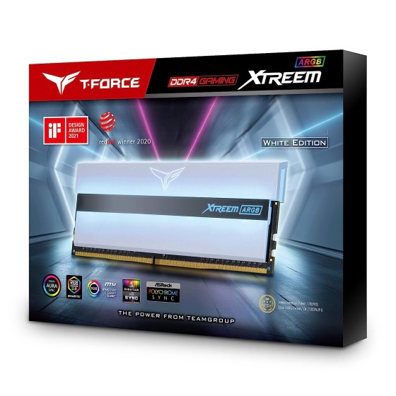 Teamgroup T-Force Xtreem ARGB White 32GB (2x16GB) 3600Mhz DDR4 Kit ARGB Gaming Desktop Memory