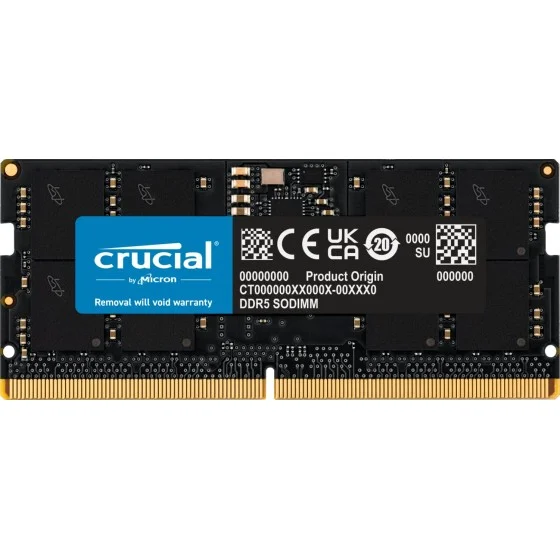 Crucial 16GB DDR5 4800Mhz SO-DIMM Laptop Memory (CT16G48C40S5) Crucial 16GB DDR5 4800Mhz SO-DIMM Laptop Memory Module