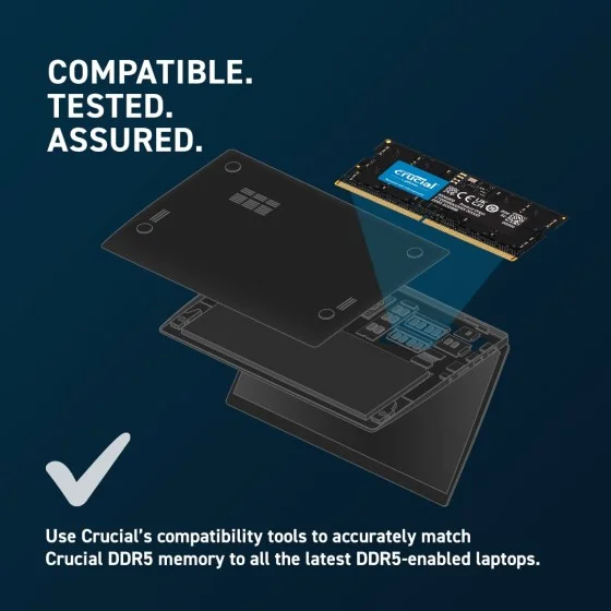 Crucial 16GB DDR5 4800Mhz SO-DIMM Laptop Memory (CT16G48C40S5) Crucial 16GB DDR5 4800Mhz SO-DIMM Laptop Memory Module