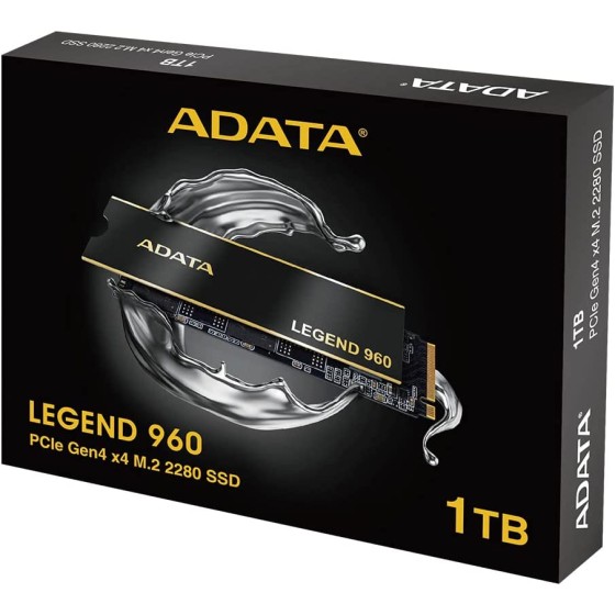 ADATA Legend 960 1TB PCIe Gen4 x4 NVMe (1.4) M.2 Internal Gaming Solid State Drive Up to 7,400 MB/s (ALEG-960-1TCS)