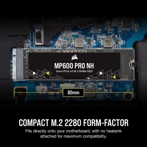 CORSAIR MP600 PRO NH 1TB M.2 NVMe Gen4 Internal Solid State Drives to achieve unbelievably fast sequential read speeds up to 7,000MB/sec and write speeds up to 6,500MB/sec